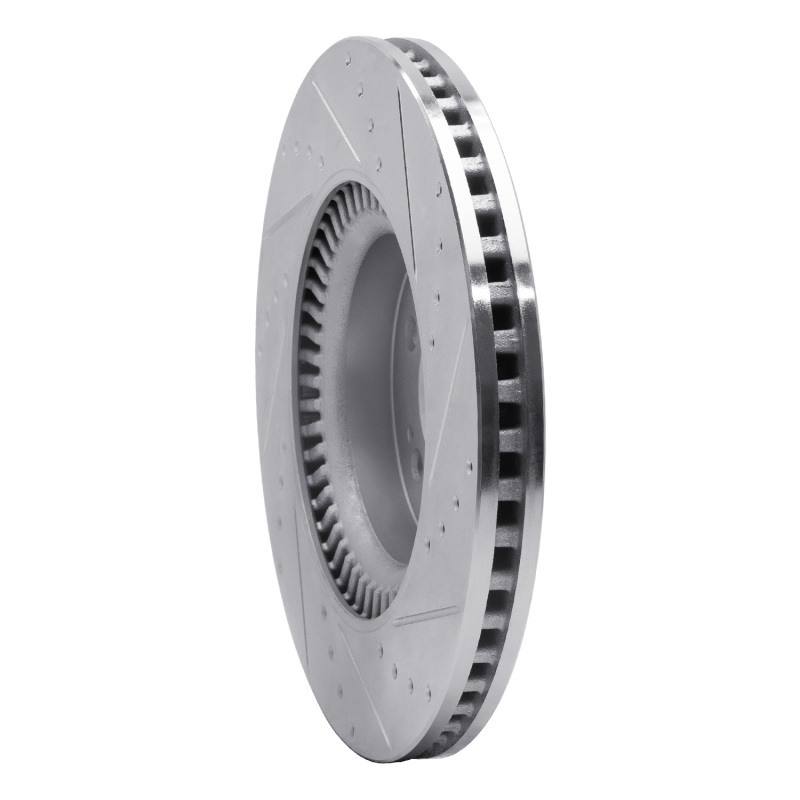 Genesis G80 Brake Rotor (1) - Front Left - R1 Concepts - Drilled & Slotted - Silver - `18-`20